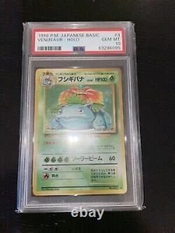 1996 Pokemon VENUSAUR Holo BASE SET Japanese Edition Card #3 PSA 10 GEM MINT