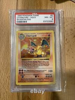 1999 Base Set Holo Charizard 4/102 SHADOWLESS Pokemon Card PSA 8 Mint