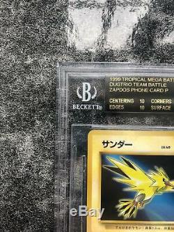 1999 Beckett Tmb Tropical Mega Battle Zapdos Phone Card Black Label Pristine 10