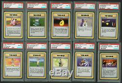 1999 Pokemon 1st Ed Shadowless 70 102 Complete 33 Card Trainer Base Set PSA 10