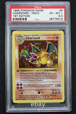 1999 Pokemon 1st Edition Shadowless Charizard Holo 4/102 PSA 6.5 EX-MT+