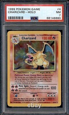 1999 Pokemon Base Set Unlimited #4 Charizard Holo Rare NM PSA 7