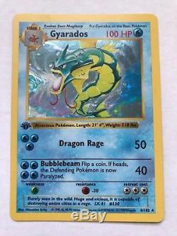 1999 Pokemon Card 1st Edition Shadowless Gyarados Base Set 6/102 Holo Rare