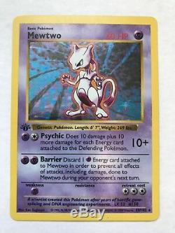 1999 Pokemon Card 1st Edition Shadowless Mewtwo Base Set 10/102 Holo Rare