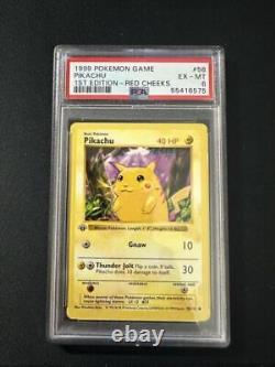 1999 Pokemon Card, First Edition Red Cheeks, Borderless Pikachu PSA 6