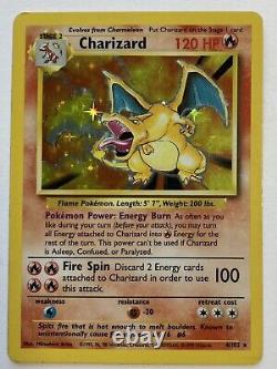 1999 Pokémon Charizard Holo 4/102 Base Set Unlimited Rare MP