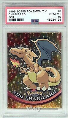 1999 Topps Pokemon Tv Charizard #6 Foil Card Psa 10 Gem Mint Rare- Low Census Nr