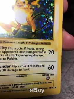 1ST ED Shadowless Raichu Holo Base Set 14/102 Pokemon Card First Edition NM