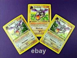 1ST EDITION AERODACTYL Pokémon Fossil 1/62 3 Pokemon Cards Holo Rares