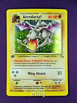 1ST EDITION AERODACTYL Pokémon Fossil 1/62 3 Pokemon Cards Holo Rares