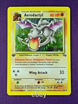 1ST EDITION AERODACTYL Pokémon Fossil 1/62 3 Pokemon Cards Holo Rares