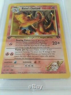1st Ed Blaine's Charizard Holo Rare Pokemon Card 2/132 Gym Set PSA 10 GEM MINT