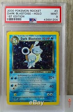1st Ed Dark Blastoise Holo Rare WOTC Pokemon Card 3/82 Rocket Set PSA 9 MINT