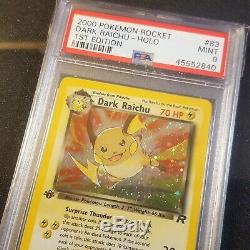 1st Ed Dark Raichu Holo Secret Rare Pokemon Card 83/82 Rocket Set PSA 9 MINT