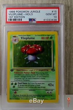 1st Ed Vileplume Holo Rare WOTC Pokemon Card 15/64 Jungle Set PSA 10 GEM MINT