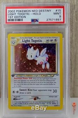1st Edition Light Togetic Holo Rare Pokemon Card 15/105 Neo Destiny PSA 9 MINT