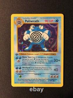 1st Edition Poliwrath 13/102 Base Set (Shadowless) Holo Rare Pokemon Card 1999