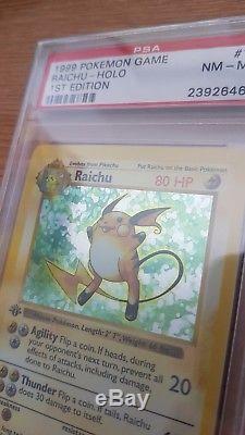1st Edition Shadowless Base Set Raichu Pokemon Card PSA 8 SUPER RARE