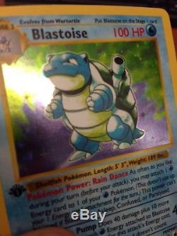 1st Edition Shadowless Blastoise Holo Rare Base Set Pokemon Trading Card NM