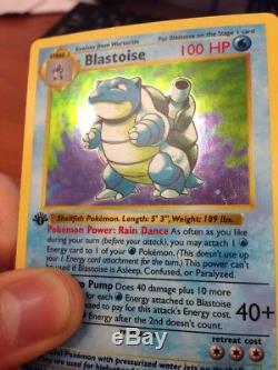 1st Edition Shadowless Blastoise Holo Rare Base Set Pokemon Trading Card NM