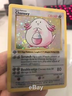 1st Edition Shadowless Chansey 3/102 Base Set Holo Pokemon Card WOTC RARE
