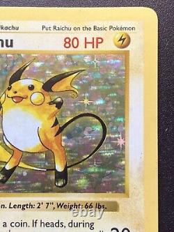 1st Edition Shadowless Raichu 14/102 Base Set Pokemon Card Holo Foil Rare LP