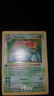 1st Edition Shadowless Venusaur Base Set Pokemon 15/102 Holo Rare card NM-EX/LP