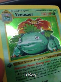 1st Edition Shadowless Venusaur Holo Rare Base Set Pokemon Trading Card NM