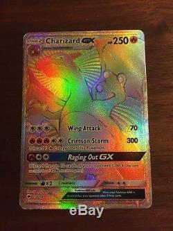 1x CHARIZARD GX 150/147 Burning Shadows RAINBOW HYPER RARE Pokémon Card