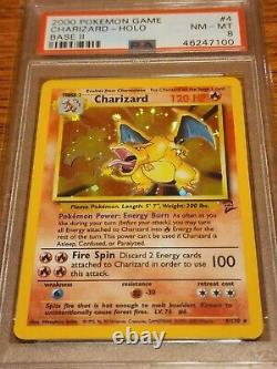 2000 Pokemon Base Set 2 Charizard Holo 4/130 PSA 8 NM-MT Very Rare Card