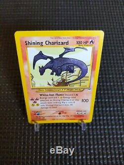 2000 SECRET RARE Shining Charizard 107/105 Holo Foil Pokemon Card Vintage LP
