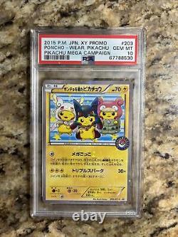 2015 Pokemon Japanese Promo XY 203/XY-P Poncho Wearing Pikachu PSA 10