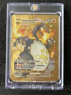 2020 Pokemon Gold Foil Charizard Vmax Rare MISPRINT ERROR Card 102/122 Holo Bled