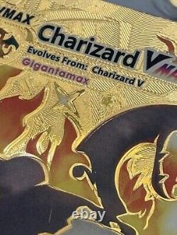 2020 Pokemon Gold Foil Charizard Vmax Rare MISPRINT ERROR Card 102/122 Holo Bled