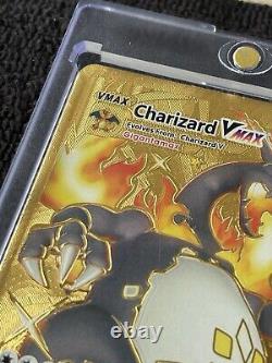 2020 Pokemon Gold Foil Charizard Vmax Rare MISPRINT ERROR Card 102/122 Holo Bled