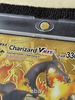 2020 Pokemon Gold Foil Charizard Vmax Rare MISPRINT ERROR Card 102/122 Holo Bled