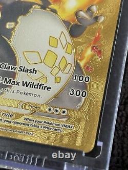 2020 Pokemon Gold Foil Charizard Vmax Rare MISPRINT ERROR Card 102/122 Holo Bled