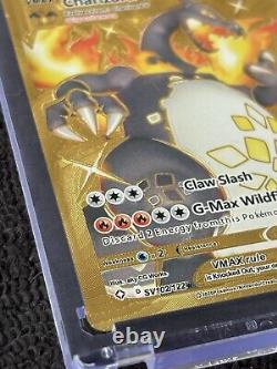 2020 Pokemon Gold Foil Charizard Vmax Rare MISPRINT ERROR Card 102/122 Holo Bled