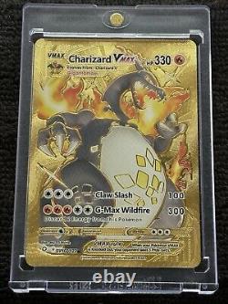 2020 Pokemon Gold Foil Charizard Vmax Rare MISPRINT ERROR Card 102/122 Holo Bled