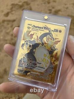 2020 Pokemon Gold Foil Charizard Vmax Rare MISPRINT ERROR Card 102/122 Holo Bled