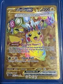 2024 Pokémon Gold Pikachu EX Surging Sparks 247/191 Mint Condition Just Pulled