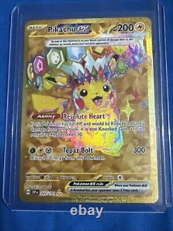 2024 Pokémon Gold Pikachu EX Surging Sparks 247/191 Mint Condition Just Pulled