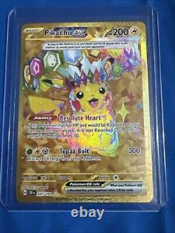 2024 Pokémon Gold Pikachu EX Surging Sparks 247/191 Mint Condition Just Pulled