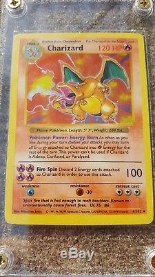 (3cards)rare Charizard Pokemon Card Holo Base Set Shadowless 4/102 1999 original