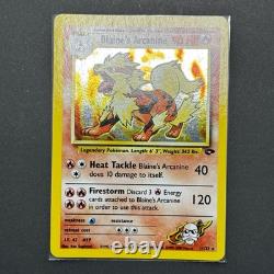 Blaine's Arcanine 1/132 Gym Challenge Holo BLEED 2000 Pokemon Card MINT + SWIRL