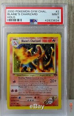 Blaine's Charizard Corrected Holo Rare Pokemon Card 2/132 Gym PSA 9 MINT READ