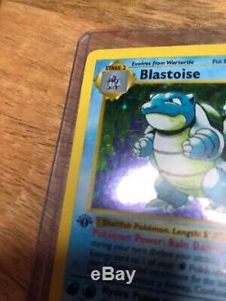 Blastoise 1st Edition Shadowless 2/102 Base Set Pokemon Card, Okay Condition
