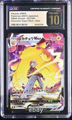 CGC 10 Pristine Pikachu Vmax 223/184 Vmax Climax 2021 Japanese Card Graded 6a