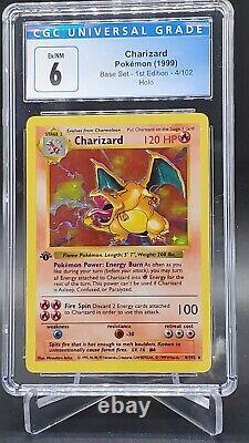 CGC 6 EX/NM Charizard Base 1st Edition Shadowless Holo Rare Pokemon Card 4/102