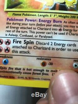 CHARIZARD 4/102 Base Set HOLO BLEED ERROR Very Rare Pokemon Card NM